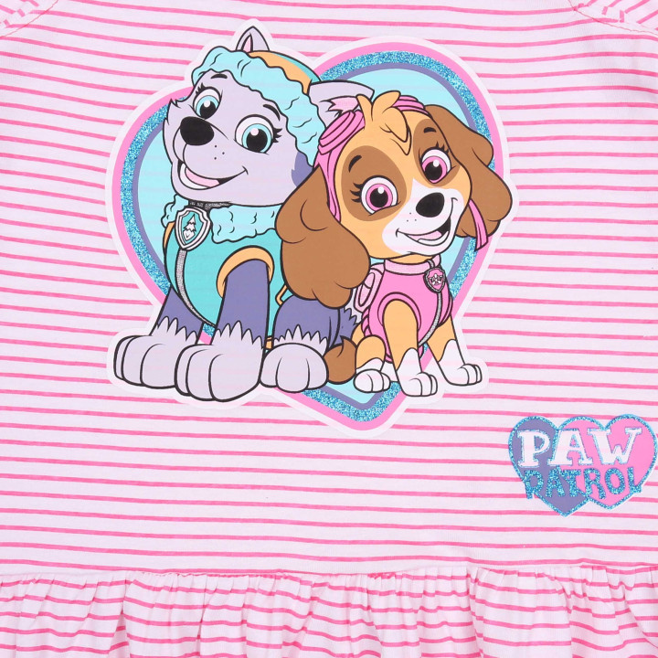 Roze-wit gestreepte jurk met uitsparingen op de schouders - Paw Patrol