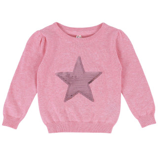 Paillettentrui voor meisjes, ster, roze trui