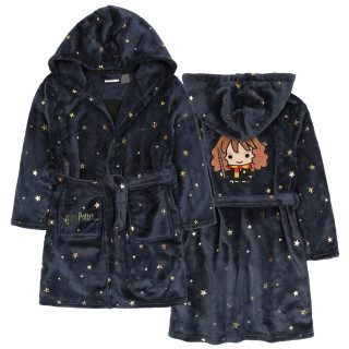 Harry Potter Hermelien - Kinderbadjas met capuchon, marineblauw met sterren