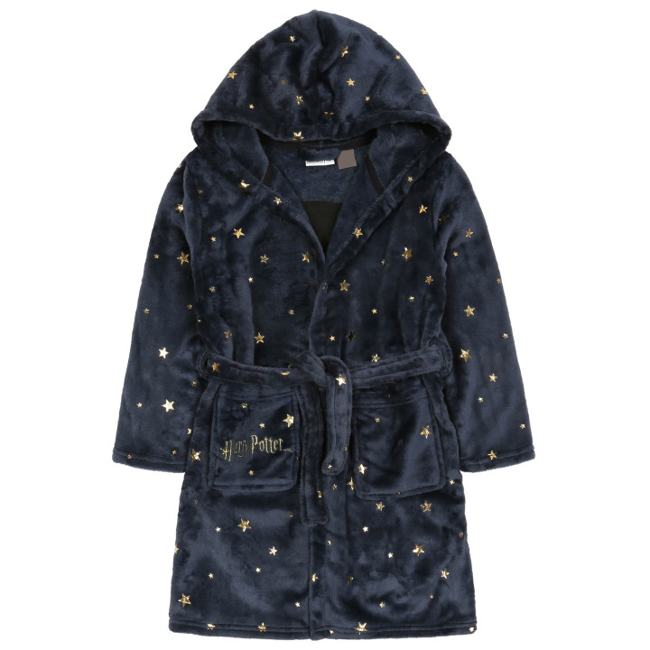 Harry Potter Hermelien - Kinderbadjas met capuchon, marineblauw met sterren