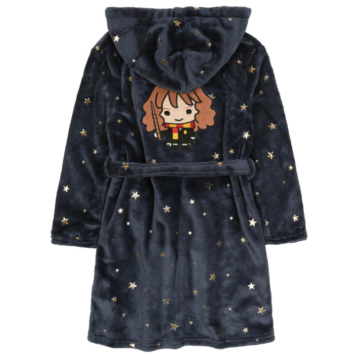 Harry Potter Hermelien - Kinderbadjas met capuchon, marineblauw met sterren