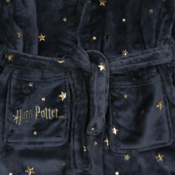Harry Potter Hermelien - Kinderbadjas met capuchon, marineblauw met sterren