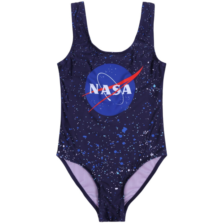 Donkerblauw eendelig badpak met NASA-logo