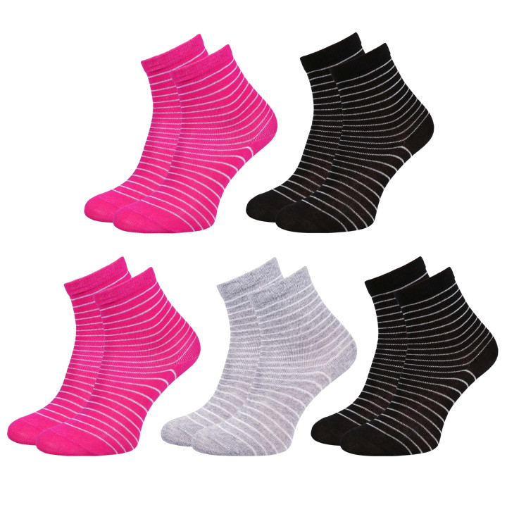 Set kindersokken, roze en zwarte korte sokken 5 paar OEKO-TEX