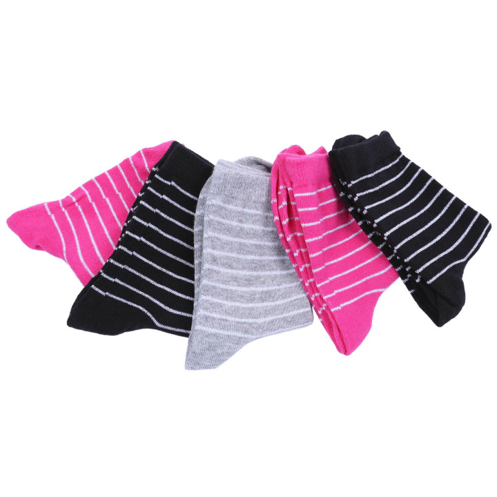 Set kindersokken, roze en zwarte korte sokken 5 paar OEKO-TEX